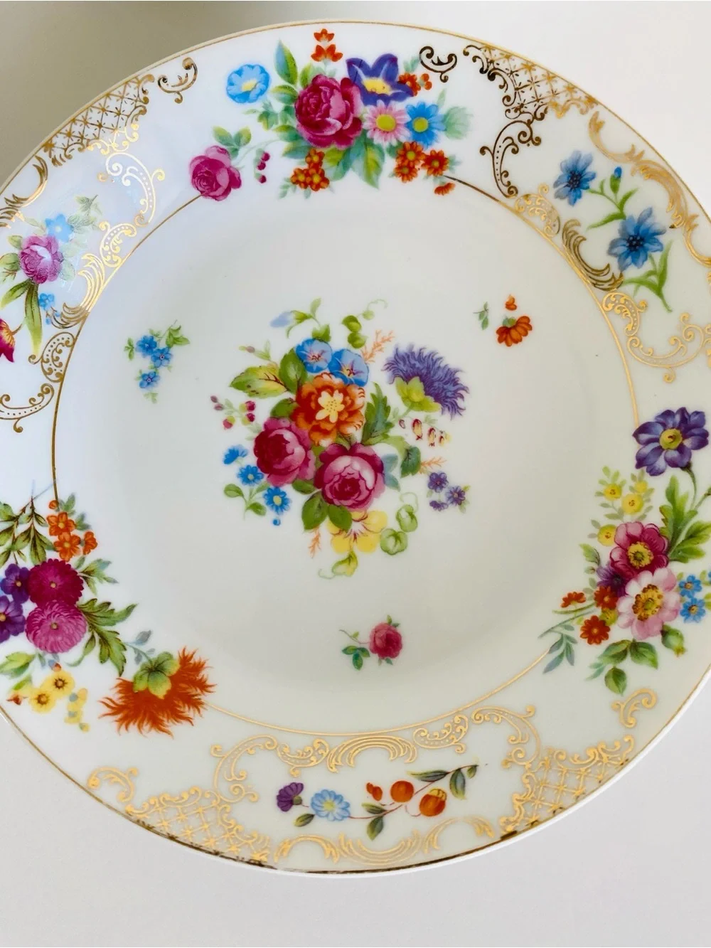 Kongo Japan Floral Bowl Set 4 Hand Painted Porcelain Romance Gold Trim Vintage